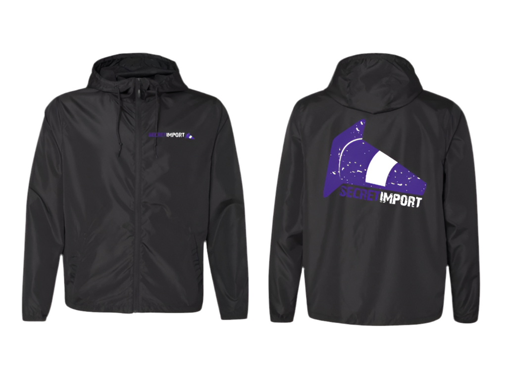 Black Jacket Lightweight Windbreaker Full-Zip Secret Import