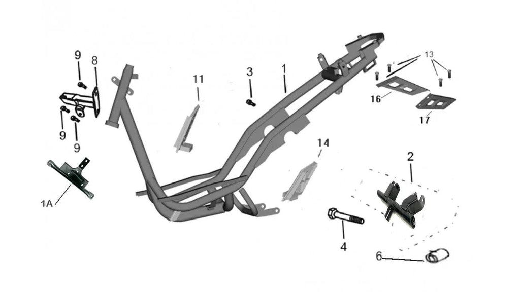 [1] CHÂSSIS (50CC) RW1-5-3 (SCOOTTERRE OEM)