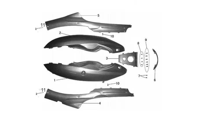 [1] PIÈCE DE PROTECTION GAUCHE HAUT (SCOOTTERRE OEM)
