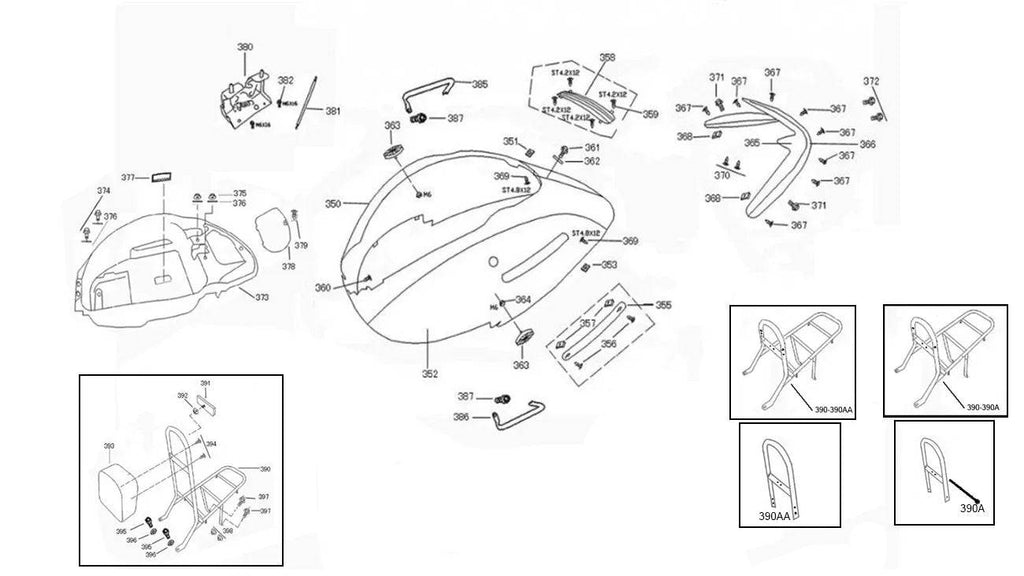 [390] SUPPORT ARRIÈRE RÉGULIER (1 PIÈCE POUR PANIER) (SCOOTTERRE OEM)