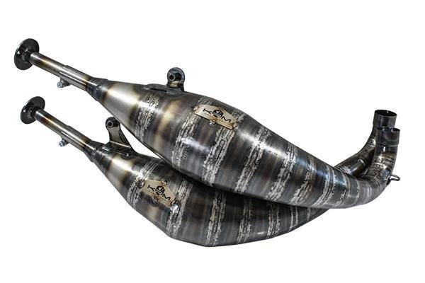 Exhaust KRM 100CC Twin Cylinder Minarelli Horizontal - Pot d'échappement KRM 100CC Bicylindre Minarelli Horizontal - KR180F