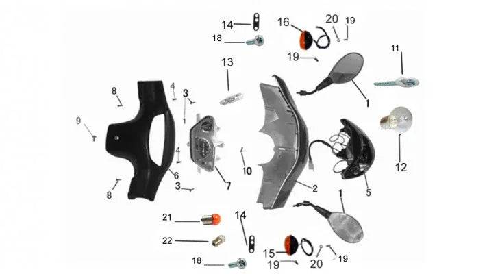 [6] COUVRE SPEEDOMÈTRE (SCOOTTERRE OEM)