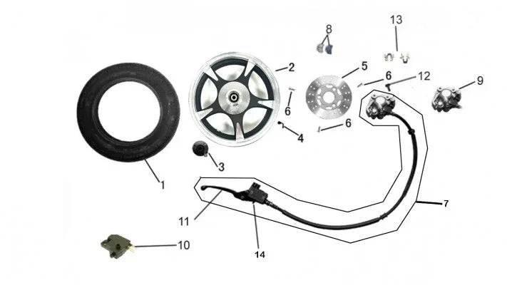 [6] BOULON DE DISQUE AVANT (SCOOTTERRE OEM)