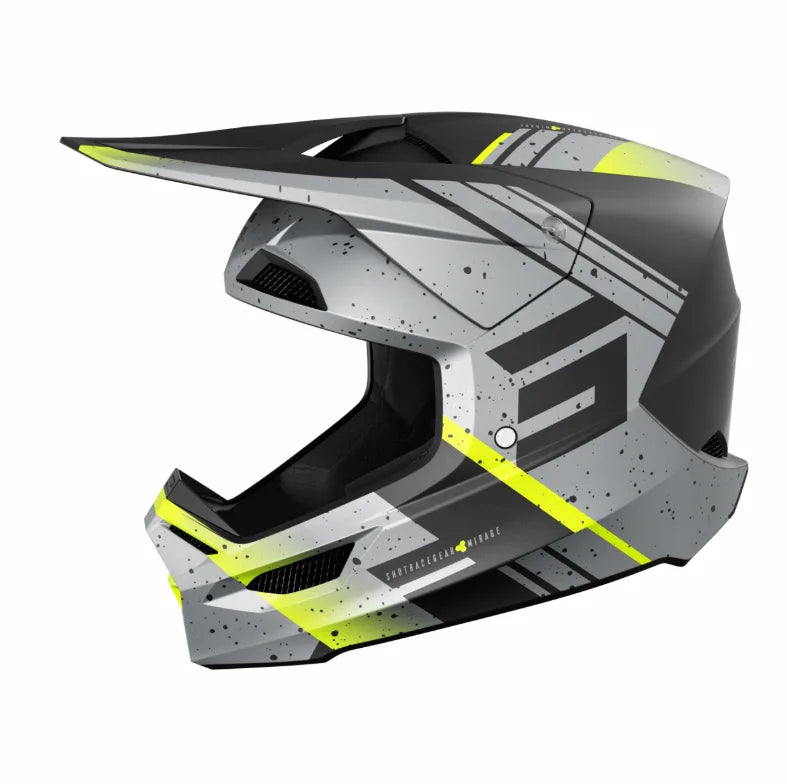 Casque Shot Race Gear Furious Mirage Gris/Jaune Néon Mat