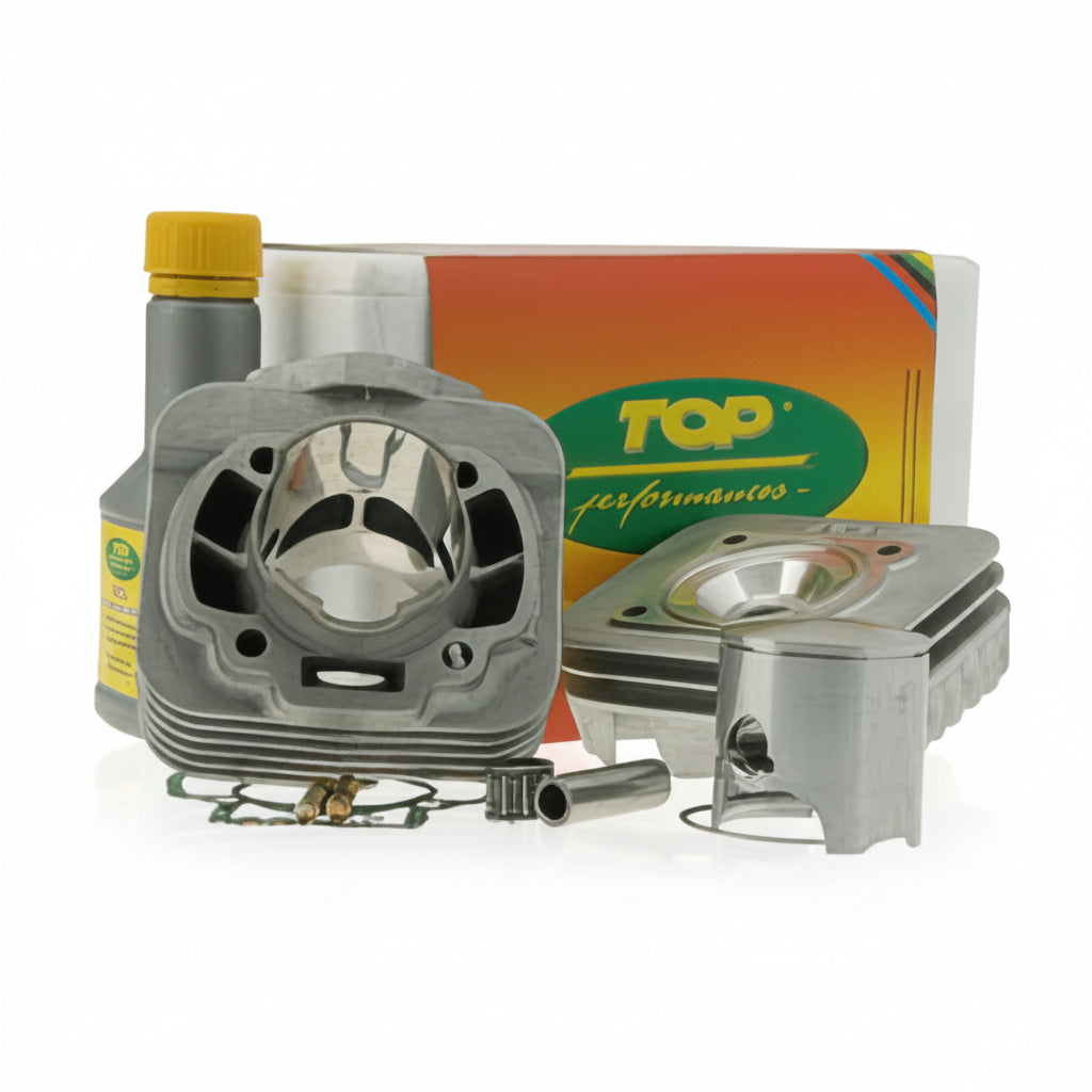 Cylinder Kit AC Top Performances 70cc 12mm Piaggio Kit cylindre 70cc Top Performances AC 12mm pour moteur Piaggio 2T refroidi à air