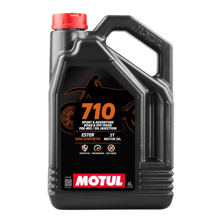 Huile 2 temps Motul 710 2T 100% synthétique – Injection ou prémélange (4L) - 114637