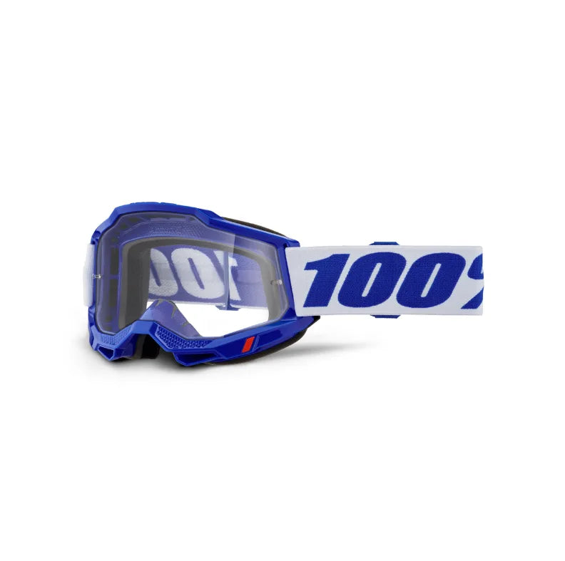 Lunettes de motocross 100% Accuri 2 bleues (Lentille claire ou miroir bleu) - CLAIRE