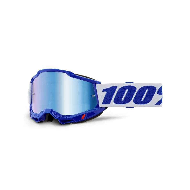 Lunettes de motocross 100% Accuri 2 bleues (Lentille claire ou miroir bleu) - MIROIR