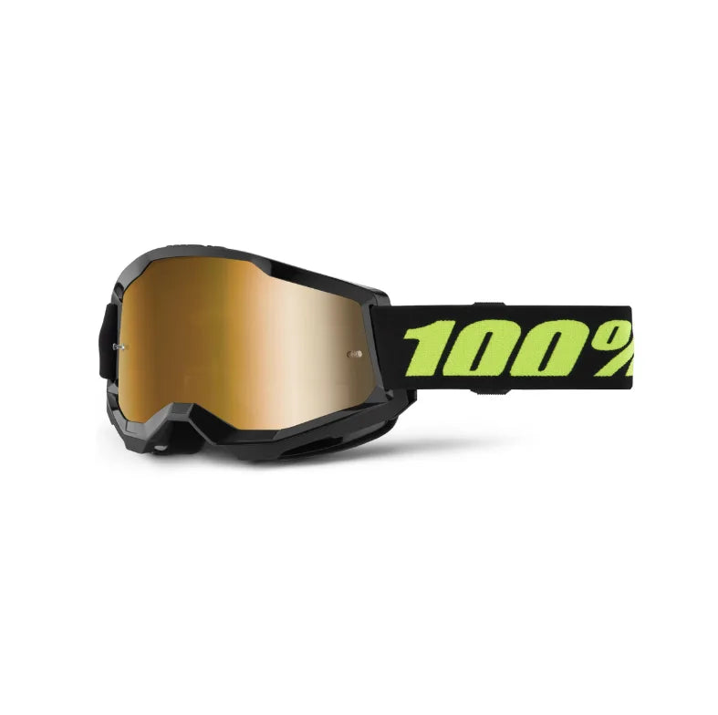 Lunettes de motocross 100% Strata 2 Solar Eclipse (Lentille claire ou miroir orange) - MIROIR