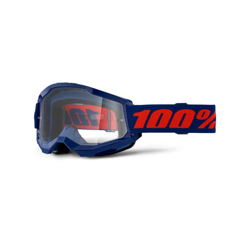 Lunettes de motocross 100% Strata 2 marine (Lentille claire ou miroir rouge) - CLAIRE