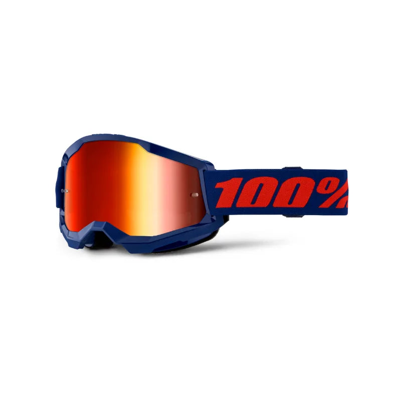 Lunettes de motocross 100% Strata 2 marine (Lentille claire ou miroir rouge) - MIROIR
