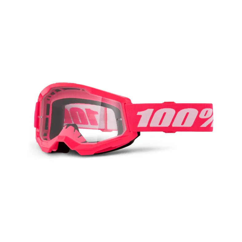 Lunettes de motocross 100% Strata 2 roses (Lentille claire ou miroir rouge) - CLAIRE