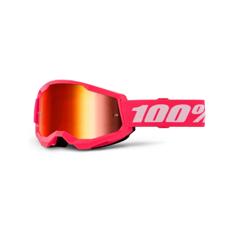 Lunettes de motocross 100% Strata 2 roses (Lentille claire ou miroir rouge) - MIROIR