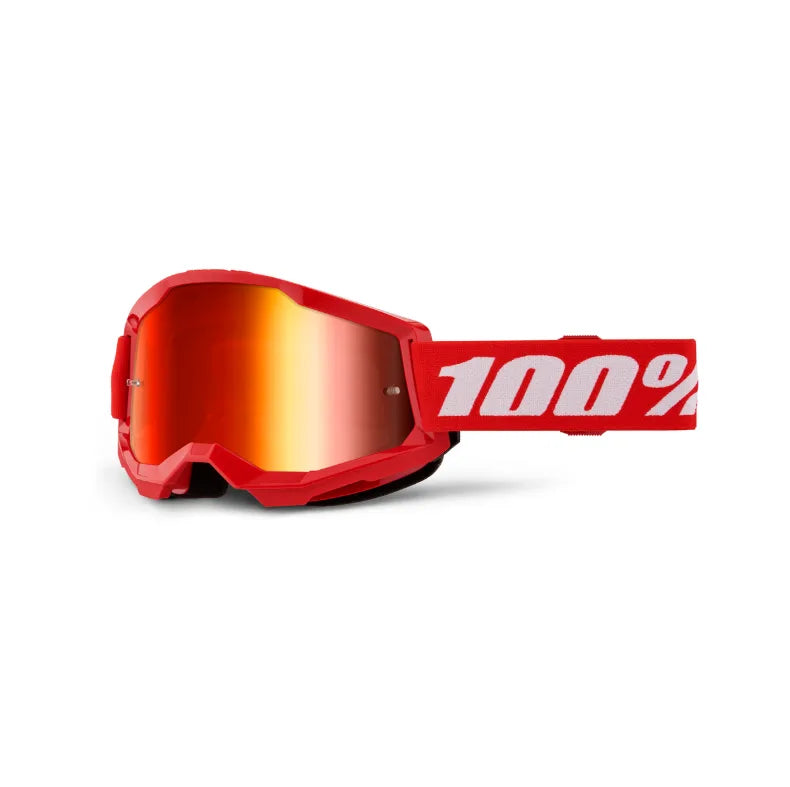 Lunettes de motocross 100% Strata 2 rouges (Lentille claire ou miroir rouge) - MIROIR