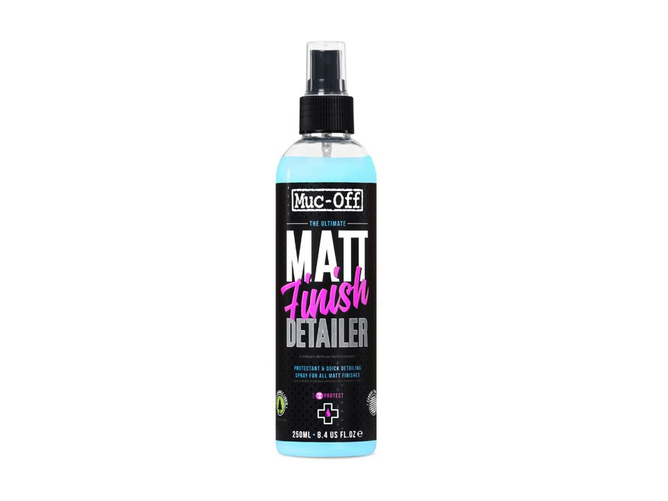 Matt Helmet Detailer Muc-off 250ml is the latest entry to the Muc-Off's Bike Care Series and was especially developed for satin matte paints, matte finishes and matte vinyl wraps. The premium formula leaves a streak-free, gloss-free protective finish on matte surfaces that reduces dirt adhesion