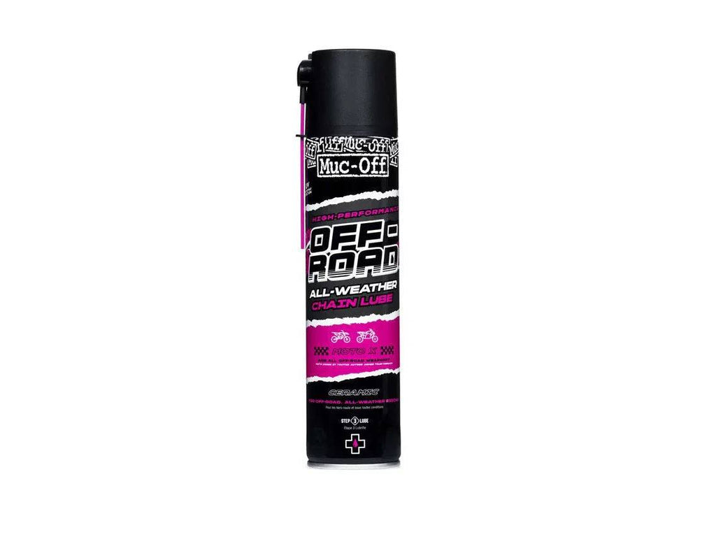 Every type of off-road rider has different needs when it comes to keeping their chains in optimum condition. Muc-Off Off-Road Chain Lube changes the game in chain efficiency and performance for all your off-road machinery. Suitable for all weather conditions our unique water-repellent, ceramic, non-fling formula penetrates deep into the chain link, creating a durable protective coating that guards your chain against corrosion and metal to metal wear. An added benefit to our unique formula is that it include