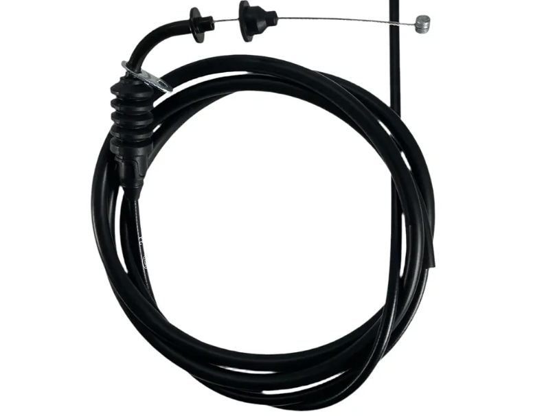 T Throttle Cable PGO OEM (Big Max / PMX / Metro) - Cable Accélerateur PGO Original.he throttle cable assembly is part of the control system that connects the throttle grip (on the handlebars) to the carburetor or throttle body on the engine. When you twist the throttle grip, the cable moves the throttle mechanism, allowing more air/fuel mixture into the engine, which increases the speed of the vehicle.