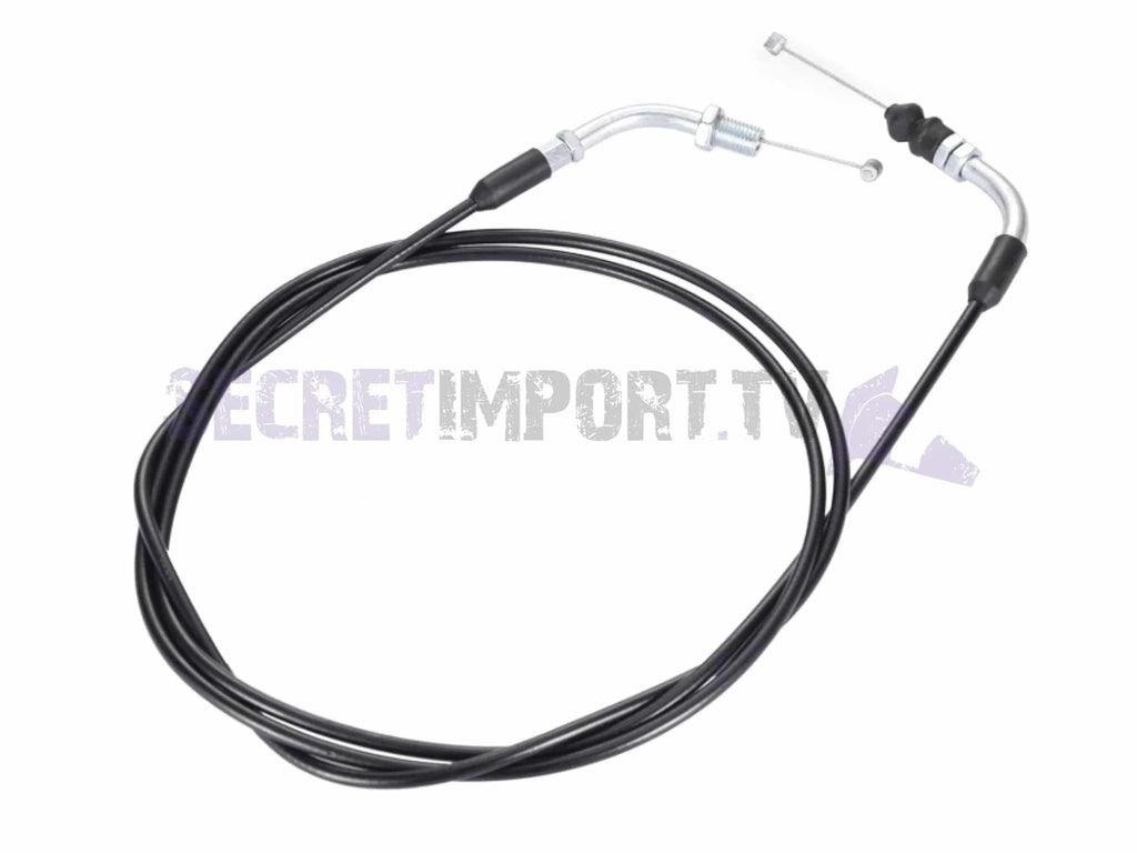 Throttle cable with a 75" sleeve, 45 degree angle mount. If you need a longer cable due to that extreme Honda Stretch this is it Can be used on both ruckus or gy6 carb