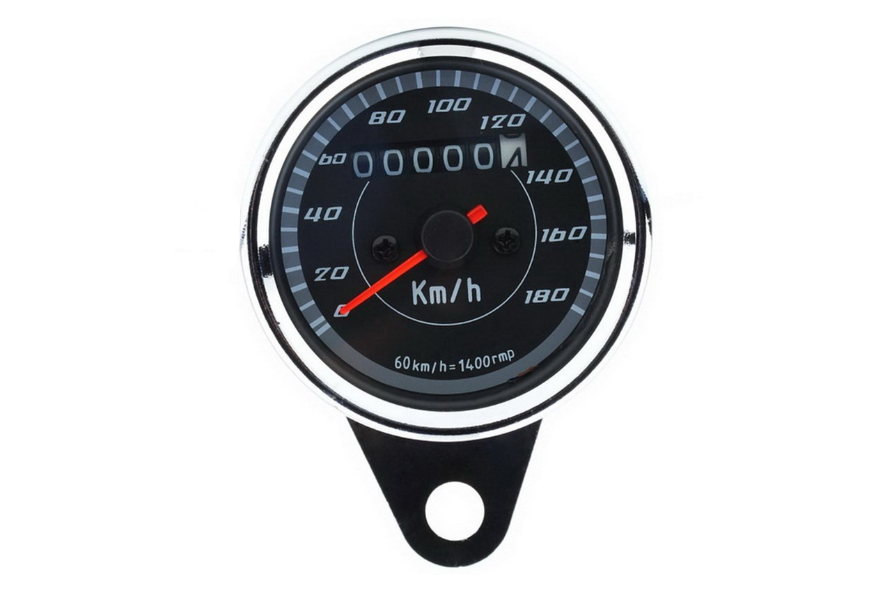Chrome Round Speedometer (0-180 Km/h) - Compteur de vitesse rond chromé ...