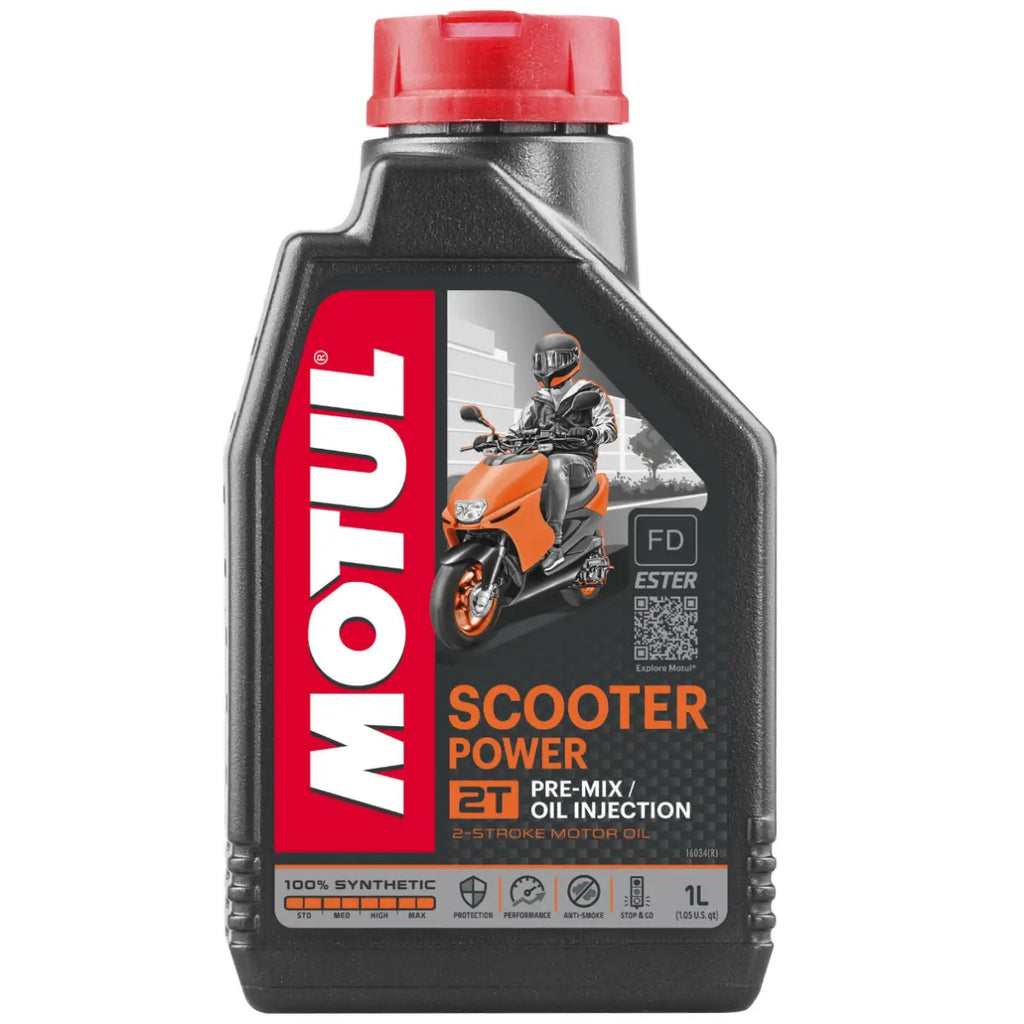 huile motul scooter power 2t 1 litre 100 synthétique scooter performance